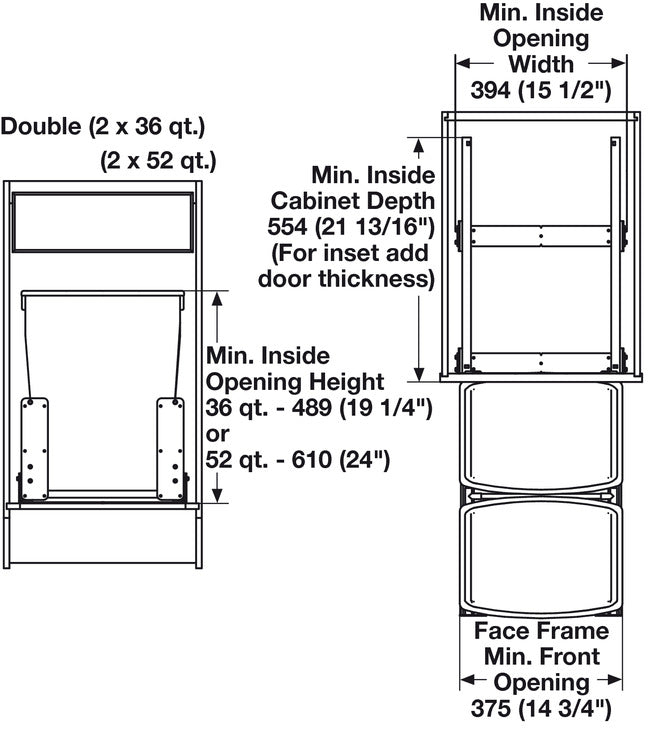 Hafele Bottom Mount Matrix Double Waste Bin Pull Out