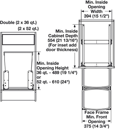 Hafele Bottom Mount Matrix Double Waste Bin Pull Out