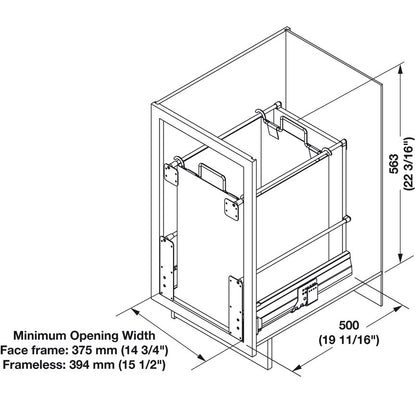 Hafele 18" Pull-Out Hamper Hailo Laundry Area