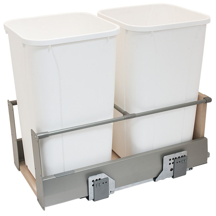 Hafele Double Built-In Bottom Mount Pull-Out MX Waste Bin Pull Out 2 x 27 qt