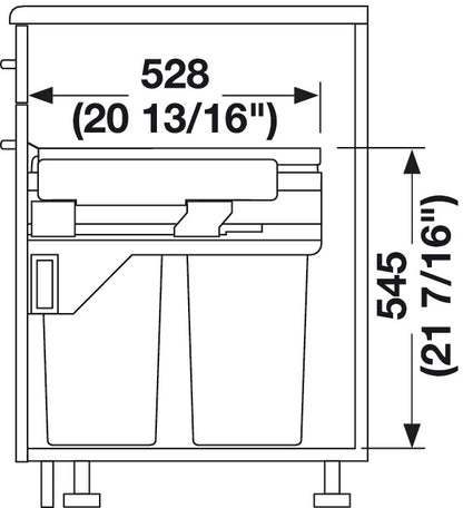 Hafele Top Mount Triple Waste Bin Pull Out, Hailo Euro Cargo 60