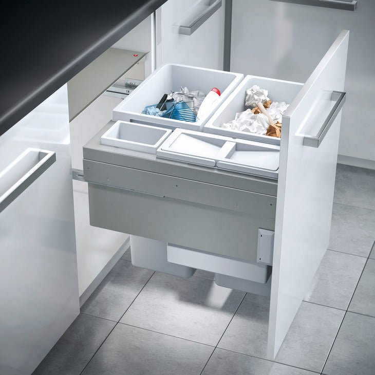 Hafele Top Mount Triple Waste Bin Pull Out, Hailo Euro Cargo 60
