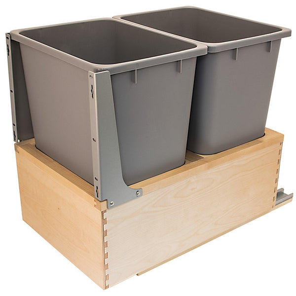 Hafele Built-In Wood Frame Bottom Mount with Soft & Silent Slides Double Waste Bin Pull Out