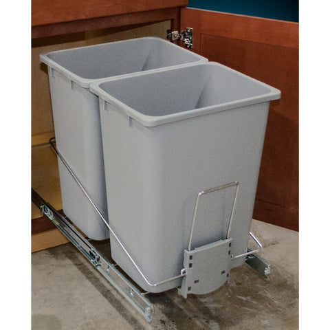 Hafele Bottom Mount Wire Gray 36 qt Double Waste Bin Pull Out
