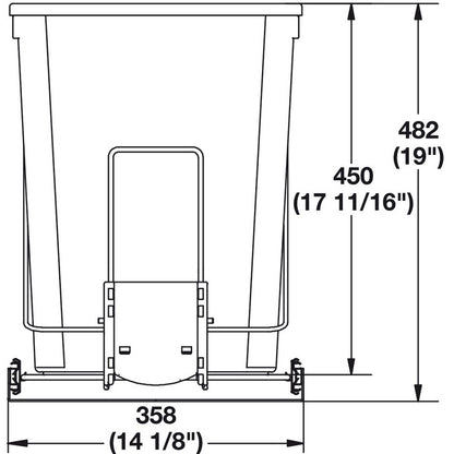 Hafele Wire Waste Bin System, Double Bin with Soft Close Ball Bearing Slides