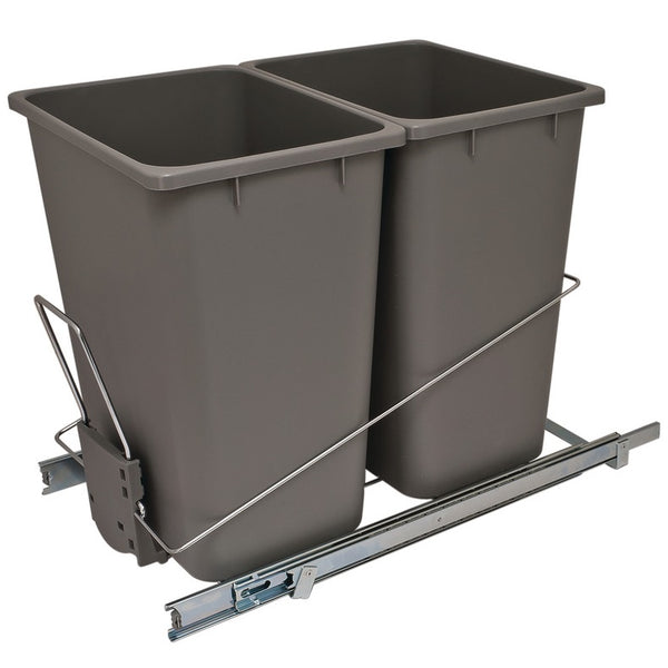 Hafele Bottom Mount Wire Gray 36 qt Double Waste Bin Pull Out