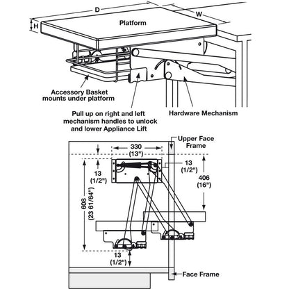 Hafele Hardware Mechanism Lift-Up Fitting, Steel, Silver