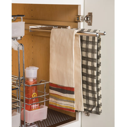 Hafele 2 or 3 Towel Bar Organizer Base Pull-Out for Kitchen or Vanity Cabinet