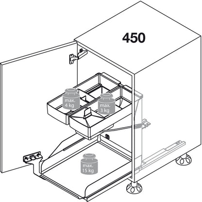 Hafele Kitchen Tower Base Pull-Out for Frameless Cabinets, Soft Close