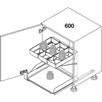 Hafele Kitchen Tower Base Pull-Out for Frameless Cabinets, Soft Close