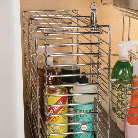 Hafele Lockable Storage Cage, Chrome Plated Base Pull-Out Under-Sink Organizer