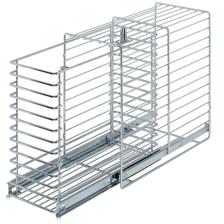 Hafele Lockable Storage Cage, Chrome Plated Base Pull-Out Under-Sink Organizer