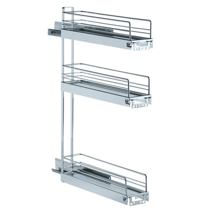 Hafele Chrome Plated 3 Tier Cabinet Organizer Base Pull-Out for Kitchen or Vanity, Soft Close