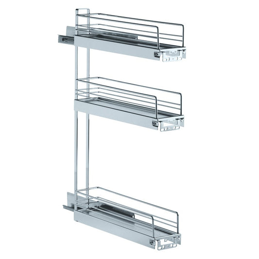 Hafele Chrome Plated 3 Tier Cabinet Organizer Base Pull-Out for Kitchen or Vanity, Soft Close