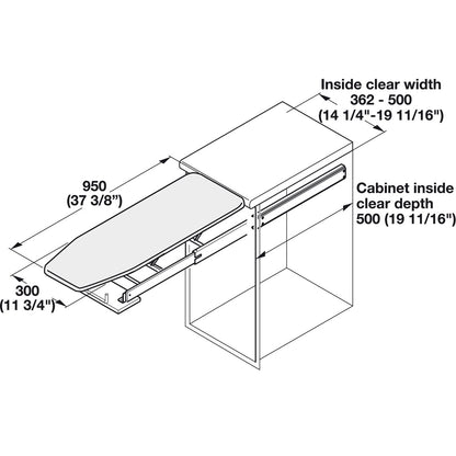 Hafele Ironfix Built-In Ironing Board for Drawer Installation