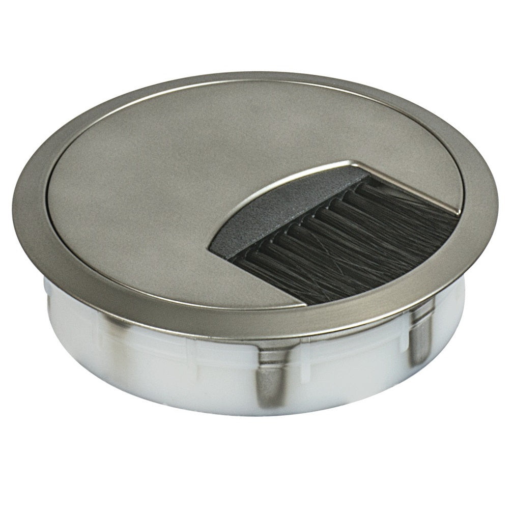 Hafele Round Two-Piece Cable Grommet With Brush, 80 mm Diameter