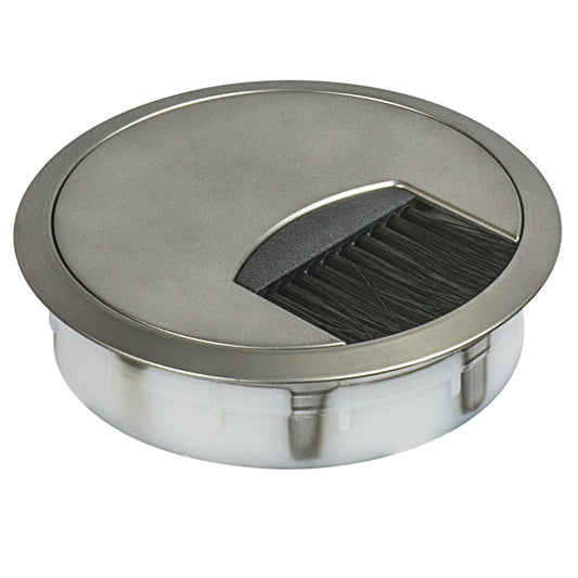 Hafele Round Two-Piece Cable Grommet With Brush, 80 mm Diameter