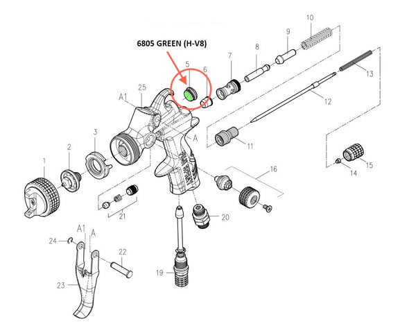 Fuji Spray H-V8 Rear BARREL PLUG WITH SEAL ONLY