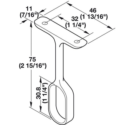 Hafele Chrome-Plated Oval Center Wardrobe Tube Bracket TAG Synergy