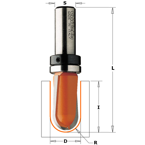 CMT Round Nose Router Bit, With Bearing