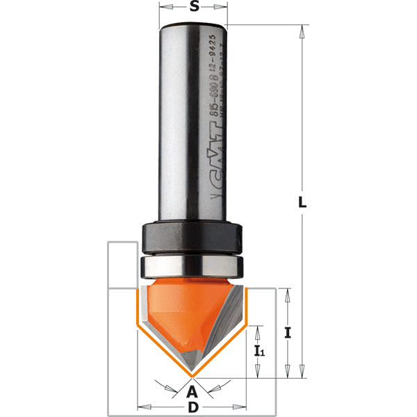 CMT V-Grooving Router Bit, With Bearing (90°)