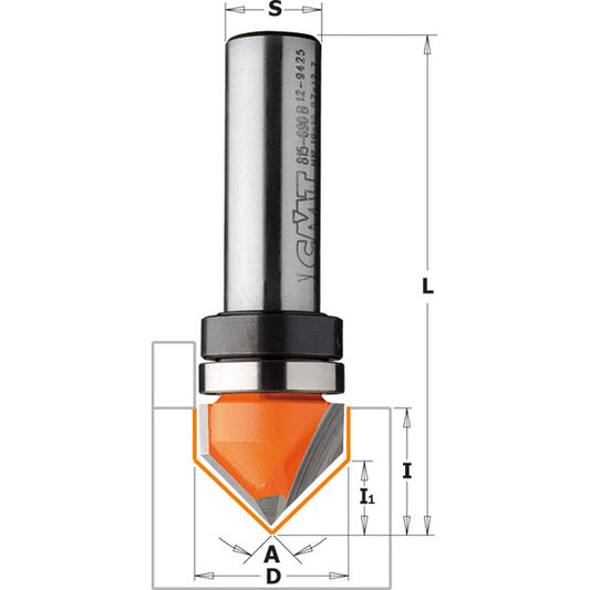 CMT V-Grooving Router Bit, With Bearing (90°)