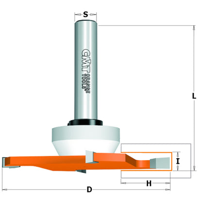 CMT 4-Wing Cut Out Slot Cutters Router Bit, For Solid Surface