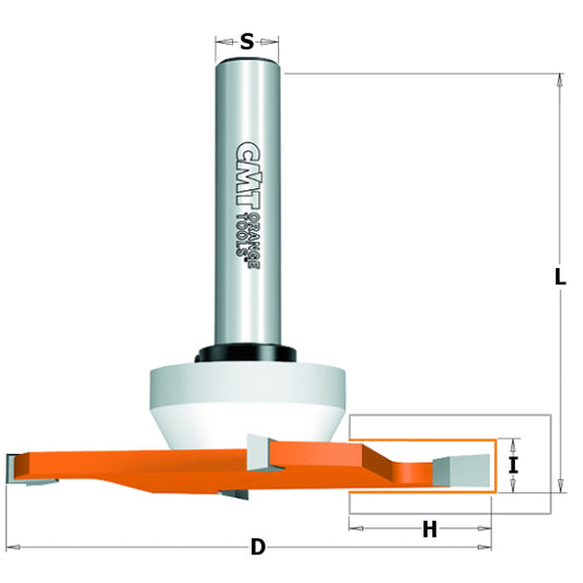 CMT 4-Wing Cut Out Slot Cutters Router Bit, For Solid Surface