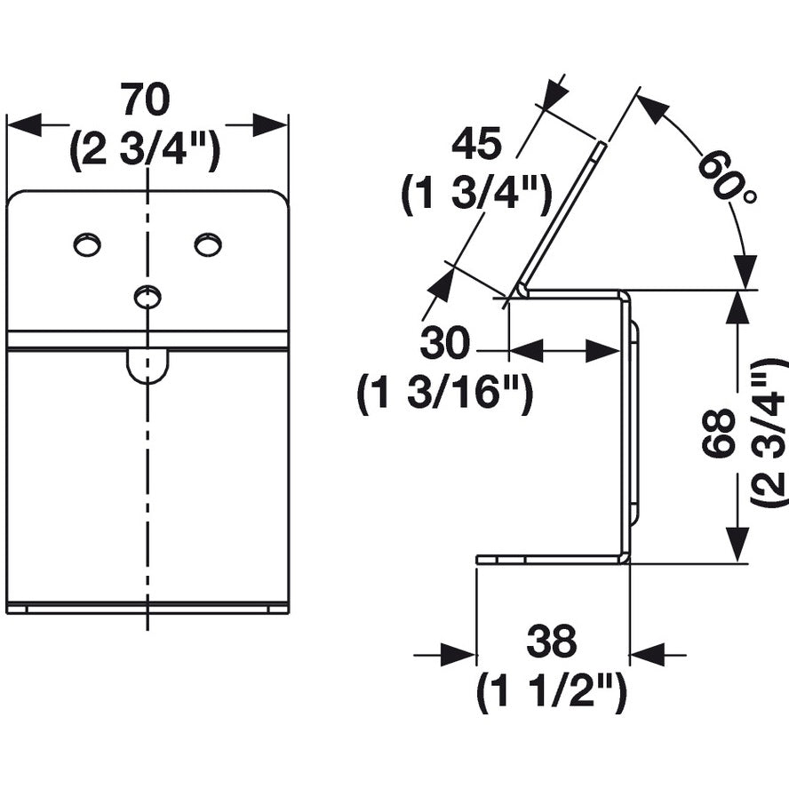Hafele Angled Surface Mount Bracket