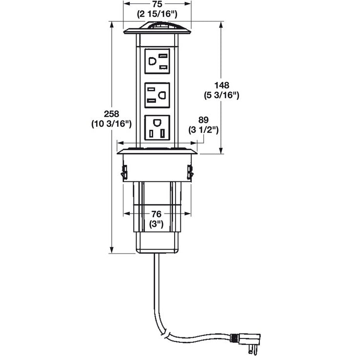 Hafele Pop-up Power Station with 3 AC Outlets