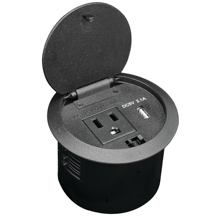 Hafele Flip-Up Power Station 250 with 1 AC Outlet, 1 USB