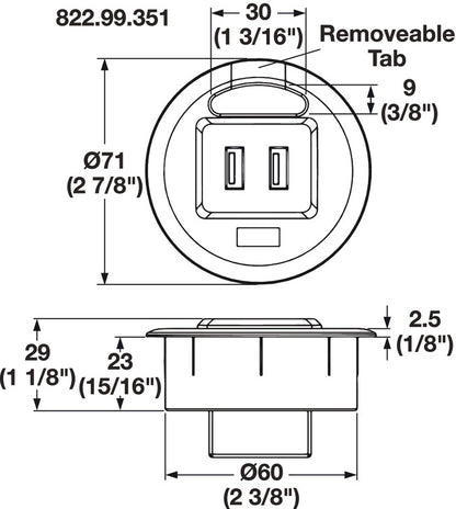 Hafele Charging Grommet with 2 USB Ports