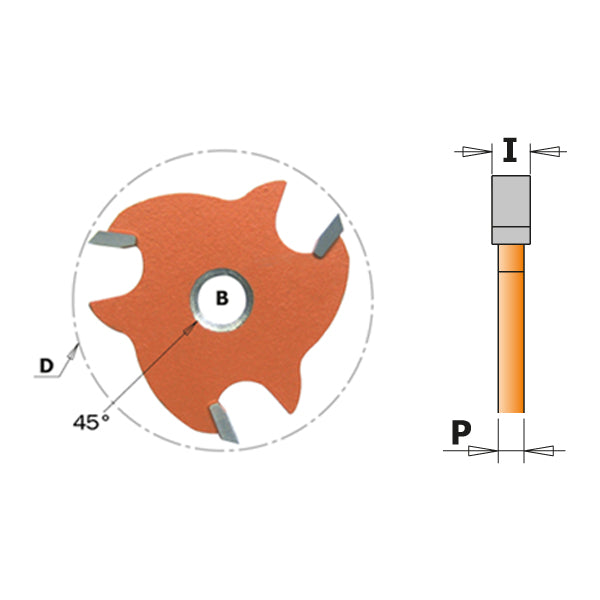 CMT Slot Cutters Router Bit, With 45° Bore