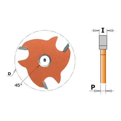 CMT Slot Cutters Router Bit, With 45° Bore