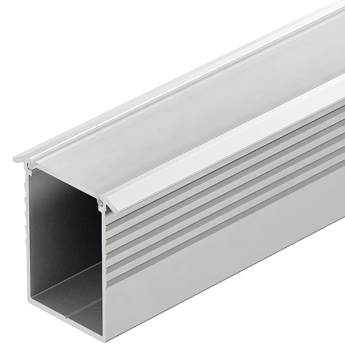 Hafele Loox Aluminum Profile (15/16" Depth) for Recess Mounting, Silver Colored Anodized, 2500 mm Length