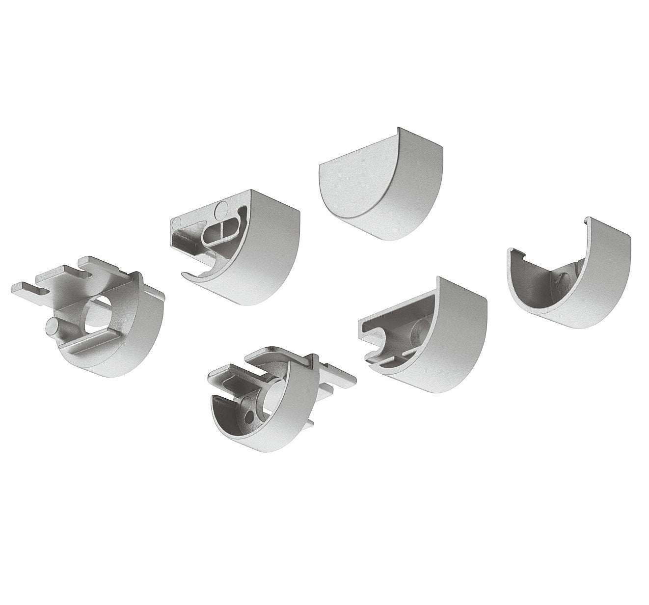 Hafele Loox Round Aluminum Profile End Cap Set, 5 Pack