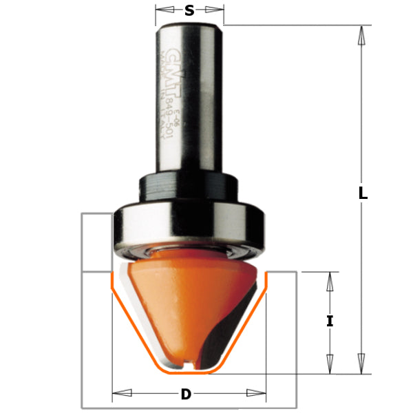 CMT Lettering Router Bit, With Bearing (60°)