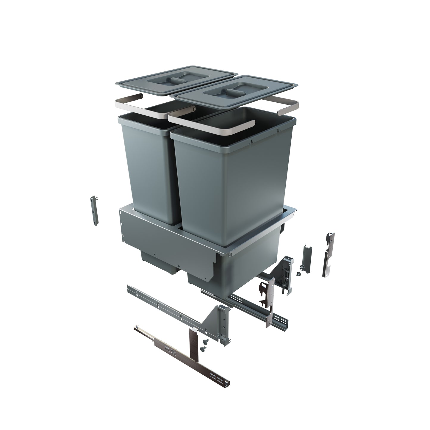 Elletipi Block 2.0 Large Capacity Waste Bin Pullout Kit with Plastic Lids