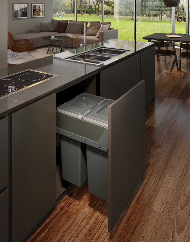 Elletipi Block 2.0 Large Capacity Waste Bin Pullout Kit with Plastic Lids