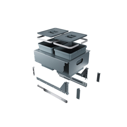 Elletipi Block 2.0 Top Mount Large Capacity Waste Bin Pullout Kit with Plastic Lids