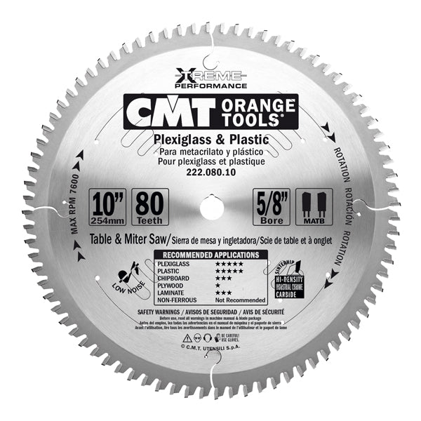 CMT Xtreme Plexiglass & Plastic Circular Saw Blade