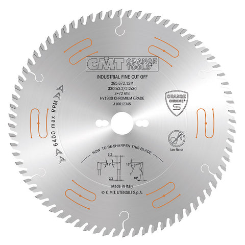 CMT Low Noise & Chrome Coated Circular Saw Blade, With ATB Grind, 285.66-67_M