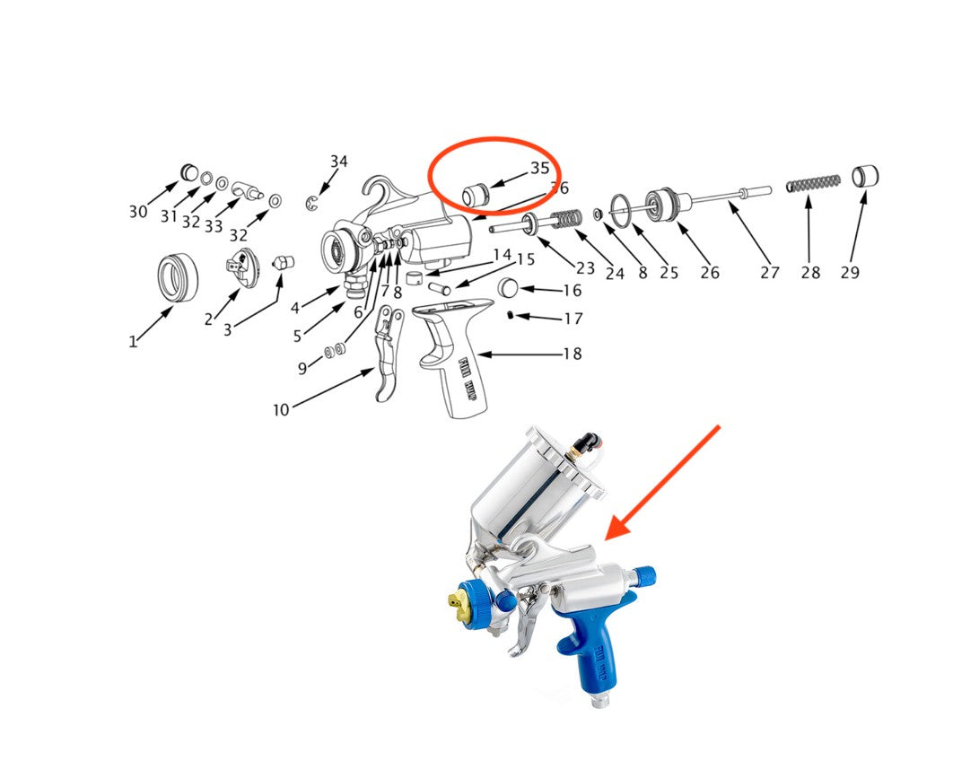 Fuji Spray Blue Rear Barrel PLUG ONLY for G-XPC Spray Guns