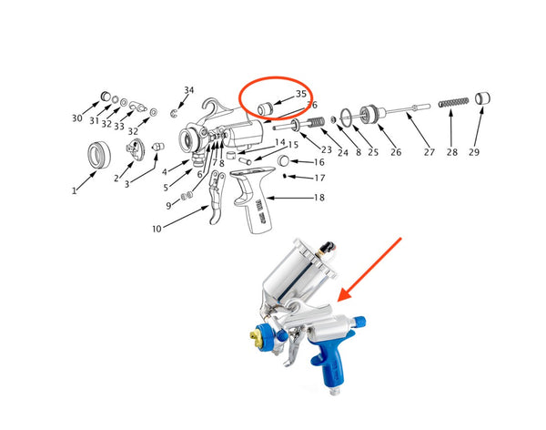 Fuji Spray Blue Rear Barrel PLUG ONLY for G-XPC Spray Guns
