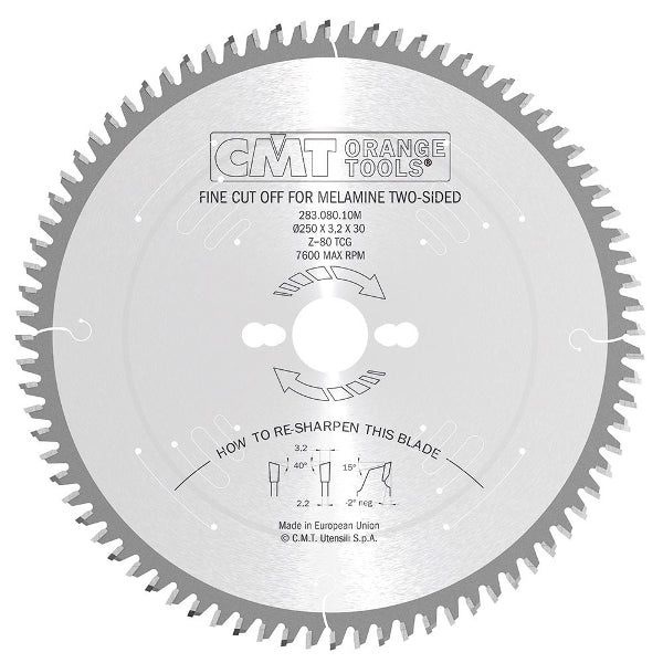 CMT Fine Cut-Off Circular Saw Blade, For Two-Sided Melamine