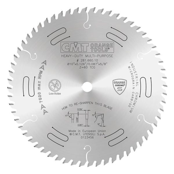 CMT Low Noise & Chrome Coated Circular Saw Blade, With TCG Grind, 281.660