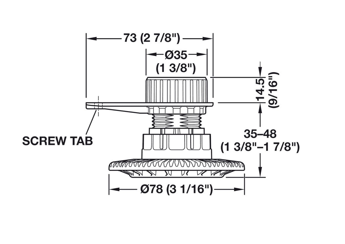 Hafele AXILO Press-fit Low Profile Foot with Mounting Plate (35-48mm) for Häfele AXILO™ 78 Plinth Adjusting Fitting System