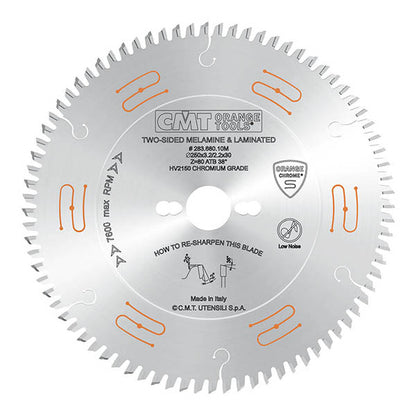 CMT Low Noise & Chrome Coated Cut-Off Circual Saw Blade, For Two-Sided Melamine
