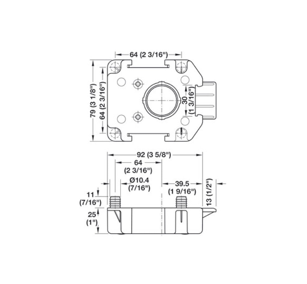 Hafele AXILO Mounting Plate for Häfele AXILO™ 78 Plinth Adjusting Fitting System