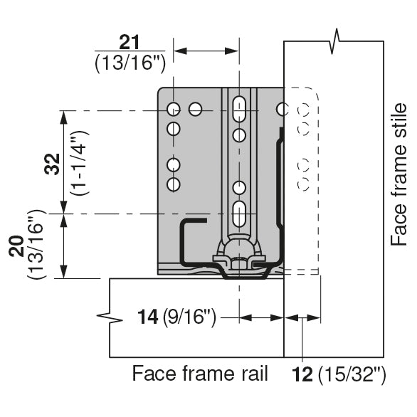 Blum Tandem Rear Mounting Bracket, Screw-on